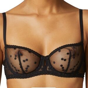 Simone Perele NWT PARTY HALF CUP BRA Sheer Black Size 32C